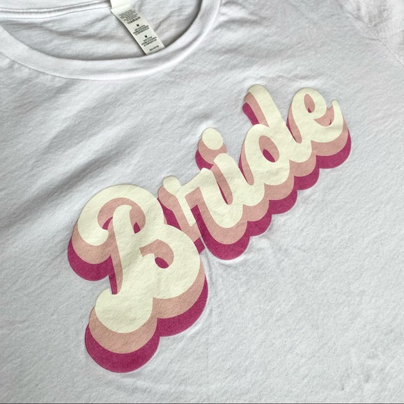 Size M Bride T-Shirt White with Barbie Font - Picture 2 of 4